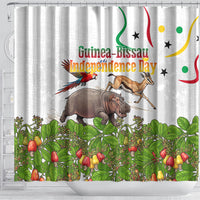 Guinea-Bissau Independence Day Shower Curtain African Wildlife Cashew Harvest Cultural Pride
