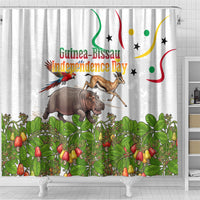 Guinea-Bissau Independence Day Shower Curtain African Wildlife Cashew Harvest Cultural Pride