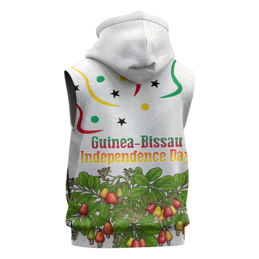 Guinea-Bissau Independence Day Sleeveless Hoodie African Wildlife Cashew Harvest Cultural Pride