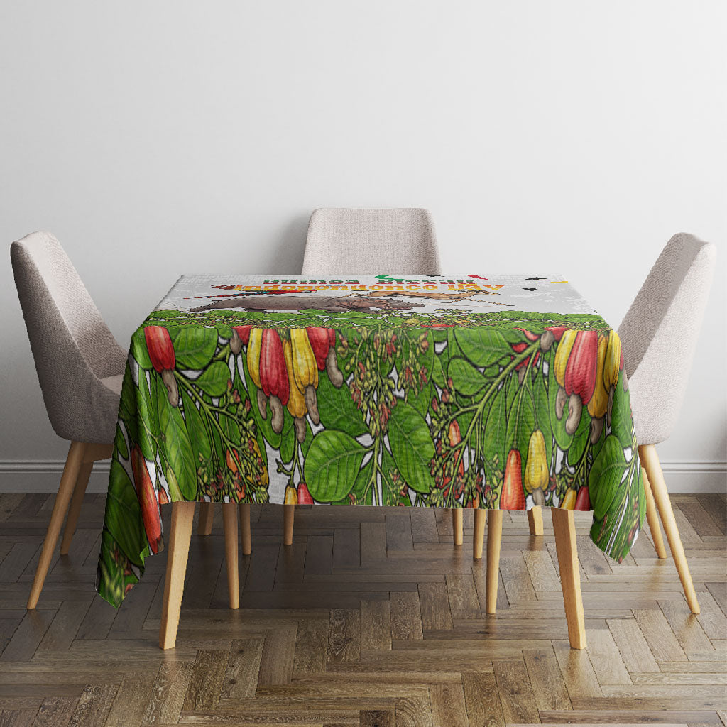 Guinea-Bissau Independence Day Tablecloth African Wildlife Cashew Harvest Cultural Pride