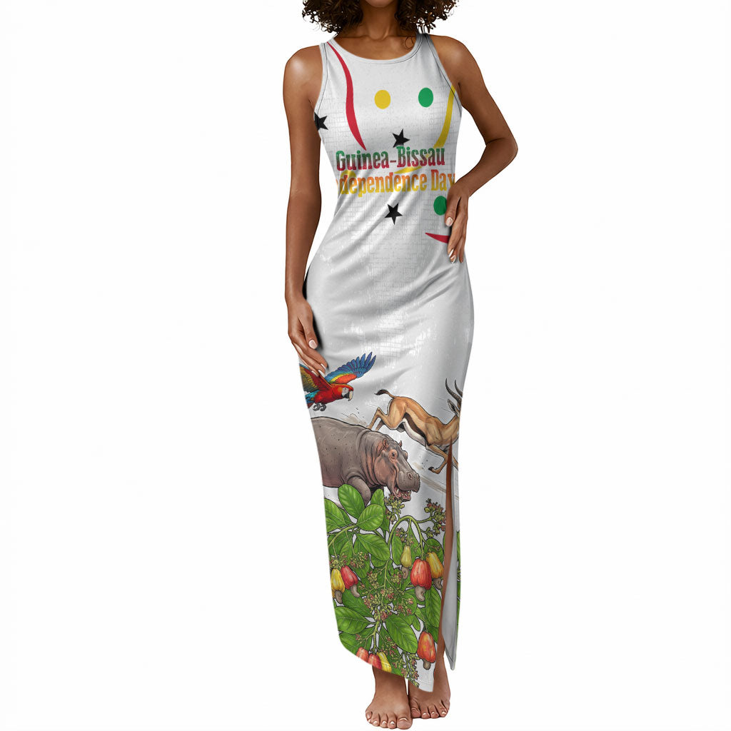 Guinea-Bissau Independence Day Tank Maxi Dress African Wildlife Cashew Harvest Cultural Pride