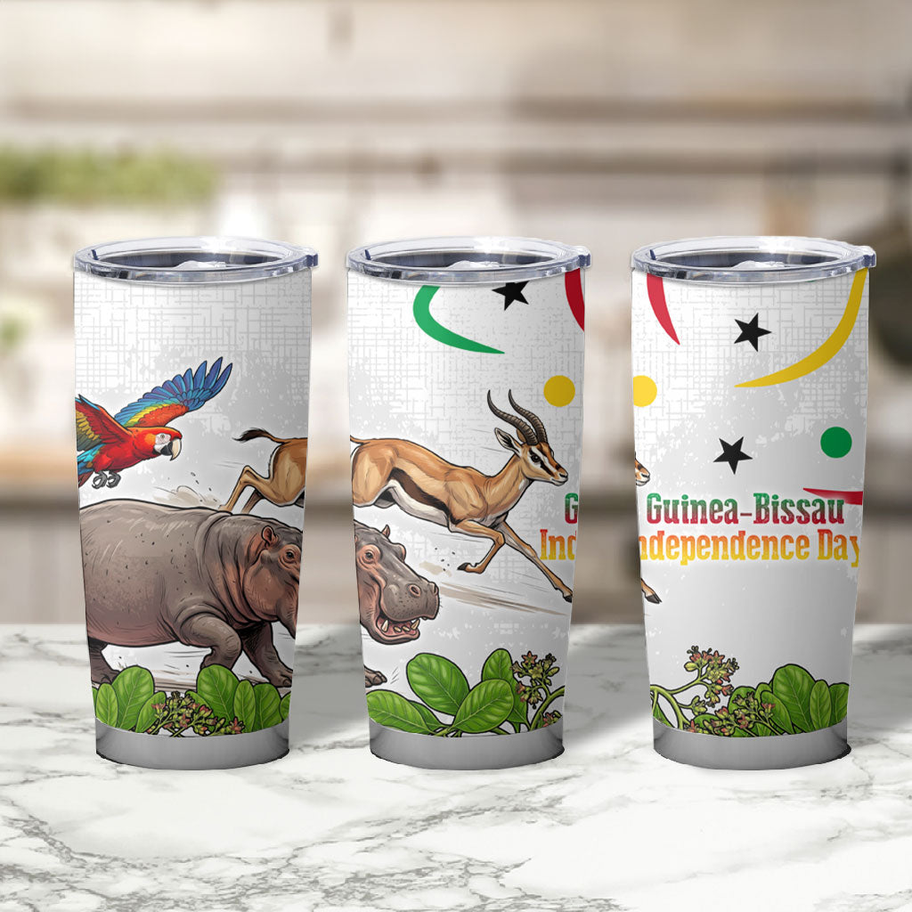 Guinea-Bissau Independence Day Tumbler Cup African Wildlife Cashew Harvest Cultural Pride