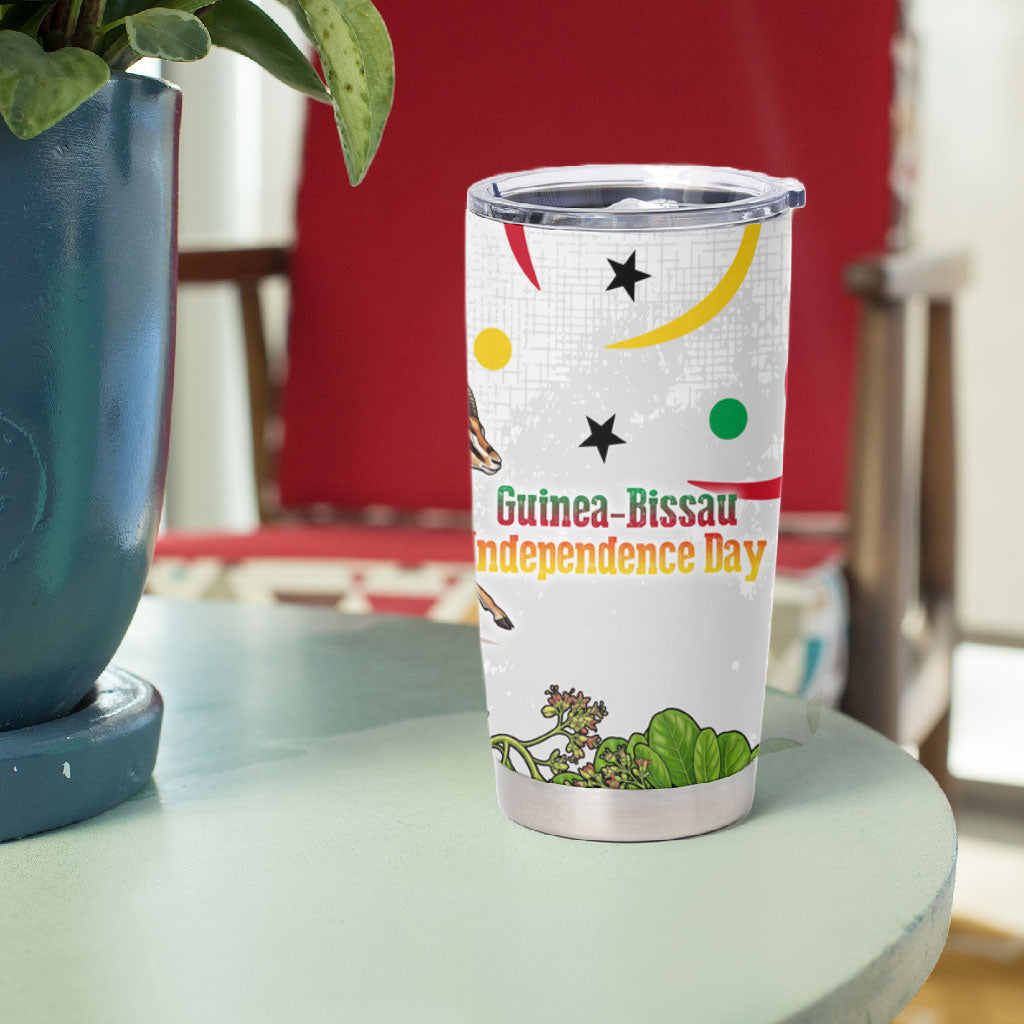 Guinea-Bissau Independence Day Tumbler Cup African Wildlife Cashew Harvest Cultural Pride