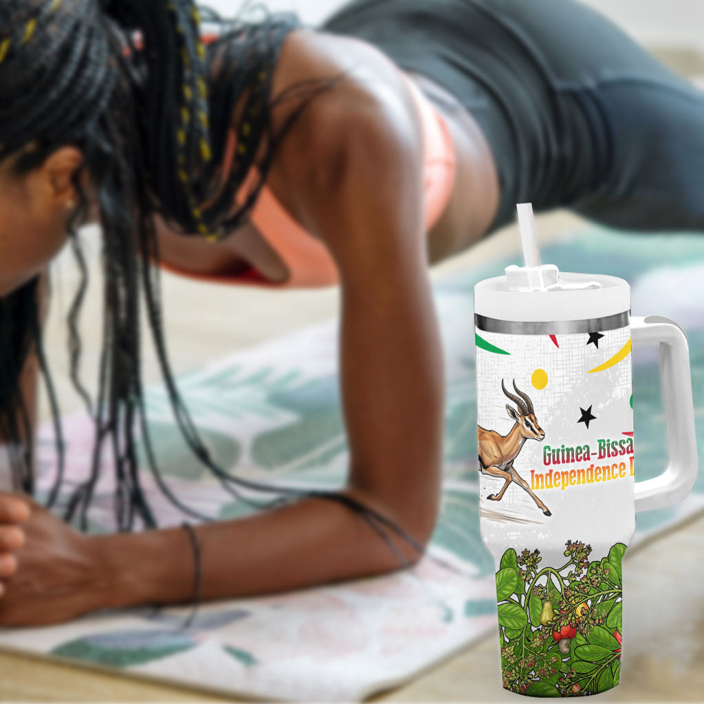 Guinea-Bissau Independence Day Tumbler With Handle African Wildlife Cashew Harvest Cultural Pride