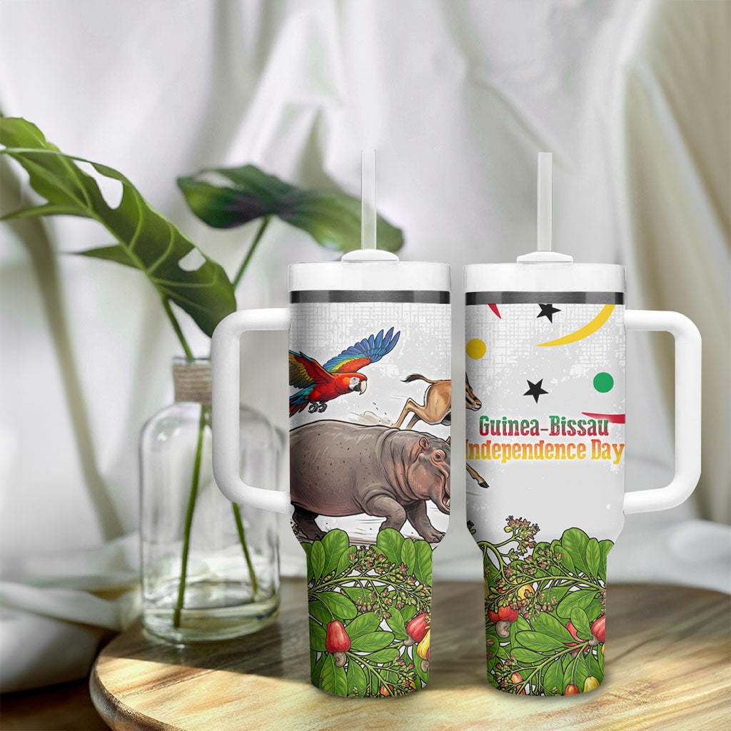 Guinea-Bissau Independence Day Tumbler With Handle African Wildlife Cashew Harvest Cultural Pride