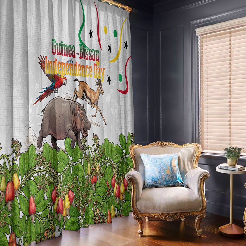 Guinea-Bissau Independence Day Window Curtain African Wildlife Cashew Harvest Cultural Pride