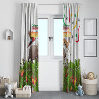 Guinea-Bissau Independence Day Window Curtain African Wildlife Cashew Harvest Cultural Pride