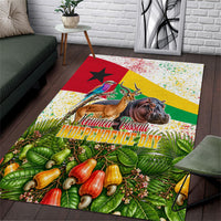 Guinea-Bissau Independence Day Area Rug African Wildlife Cashew Harvest National Flag