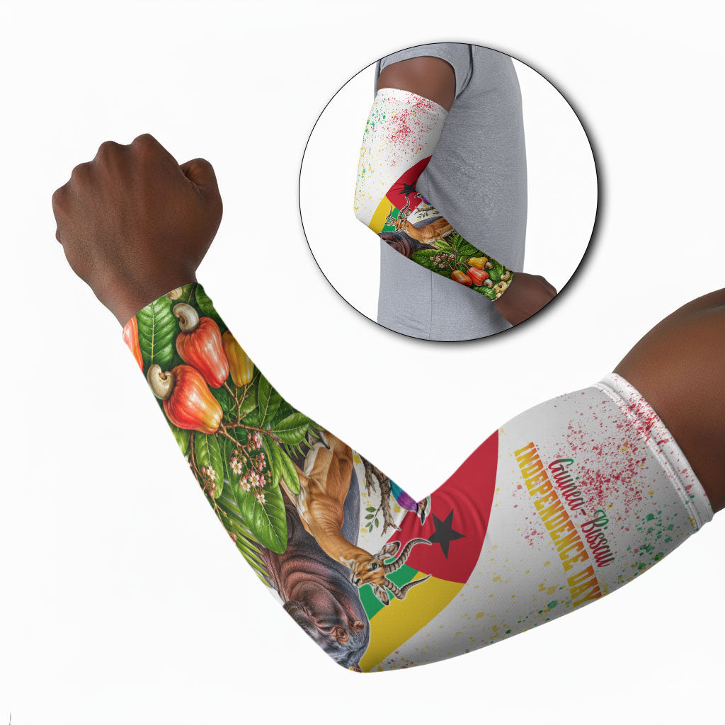 Guinea-Bissau Independence Day Arm Sleeves African Wildlife Cashew Harvest National Flag