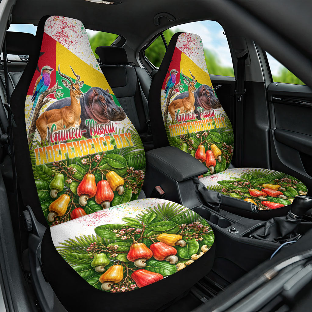 Guinea-Bissau Independence Day Car Seat Cover African Wildlife Cashew Harvest National Flag