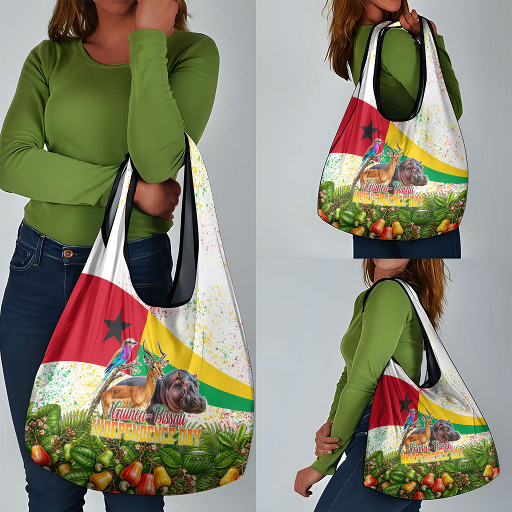 Guinea-Bissau Independence Day Grocery Bag African Wildlife Cashew Harvest National Flag