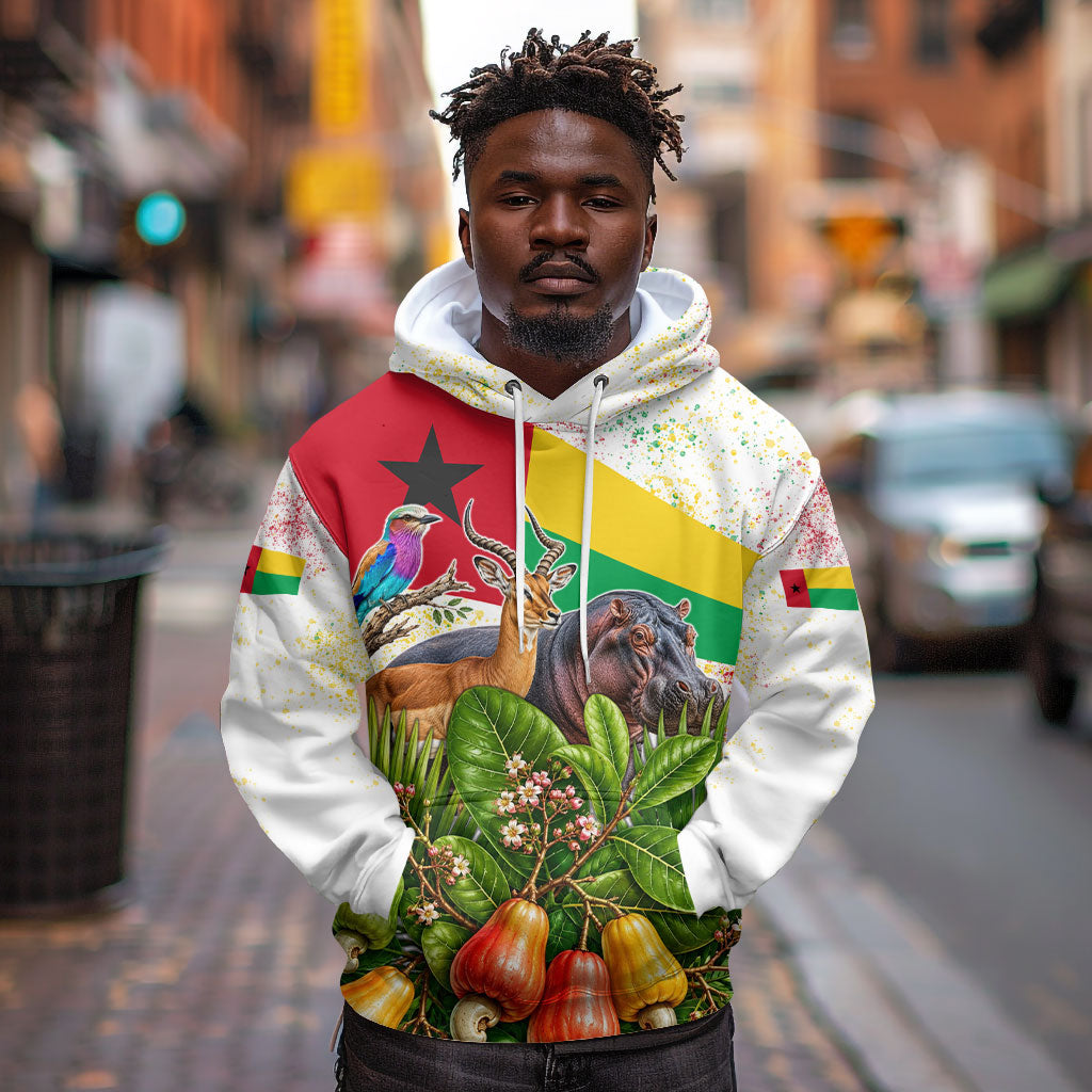 Guinea-Bissau Independence Day Hoodie African Wildlife Cashew Harvest National Flag