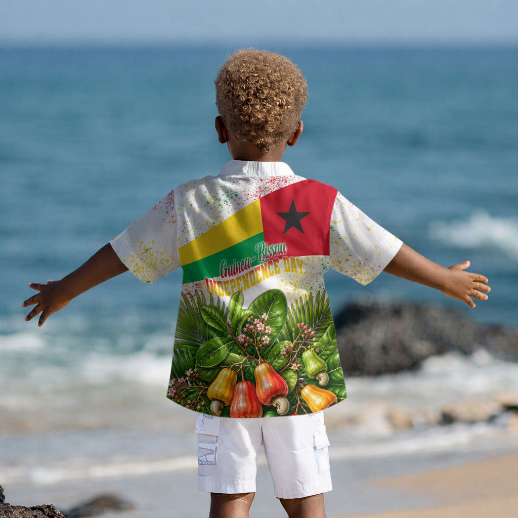 Guinea-Bissau Independence Day Kid Hawaiian Shirt African Wildlife Cashew Harvest National Flag