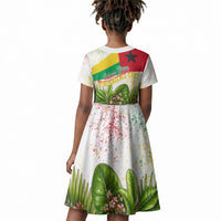 Guinea-Bissau Independence Day Kid Short Sleeve Dress African Wildlife Cashew Harvest National Flag