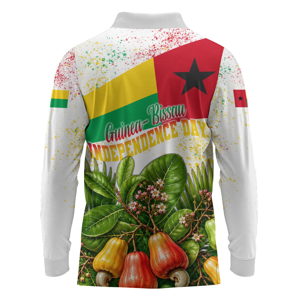 Guinea-Bissau Independence Day Long Sleeve Polo Shirt African Wildlife Cashew Harvest National Flag