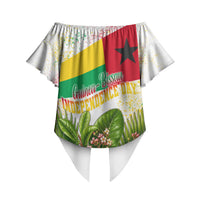 Guinea-Bissau Independence Day Off Shoulder Wrap Waist Top African Wildlife Cashew Harvest National Flag