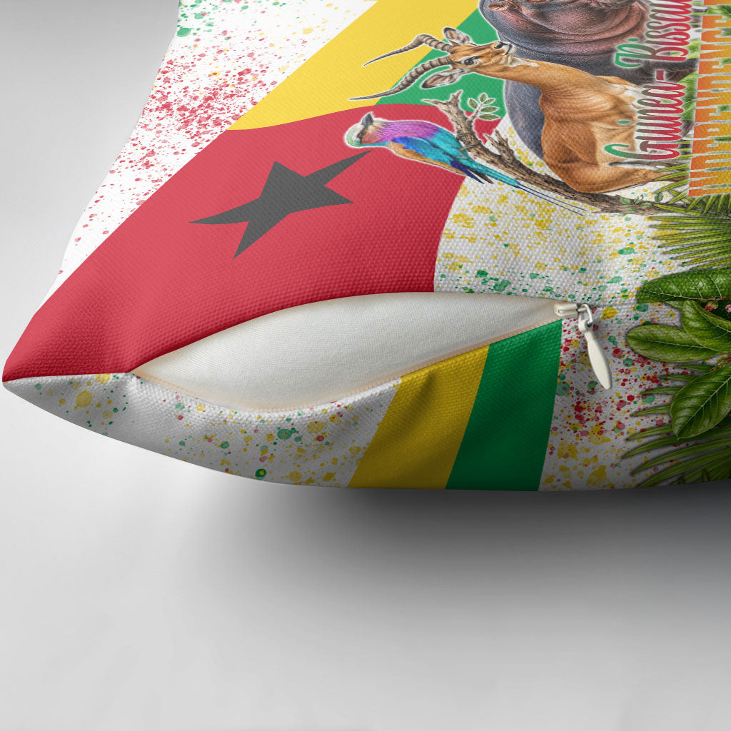 Guinea-Bissau Independence Day Pillow Cover African Wildlife Cashew Harvest National Flag