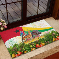 Guinea-Bissau Independence Day Rubber Doormat African Wildlife Cashew Harvest National Flag