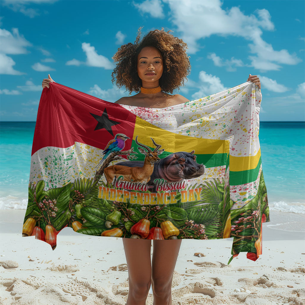 Guinea-Bissau Independence Day Sarong African Wildlife Cashew Harvest National Flag