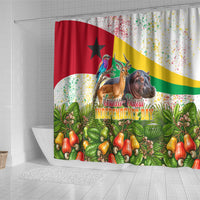 Guinea-Bissau Independence Day Shower Curtain African Wildlife Cashew Harvest National Flag