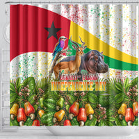 Guinea-Bissau Independence Day Shower Curtain African Wildlife Cashew Harvest National Flag