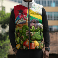 Guinea-Bissau Independence Day Sleeveless Puffer Jacket African Wildlife Cashew Harvest National Flag