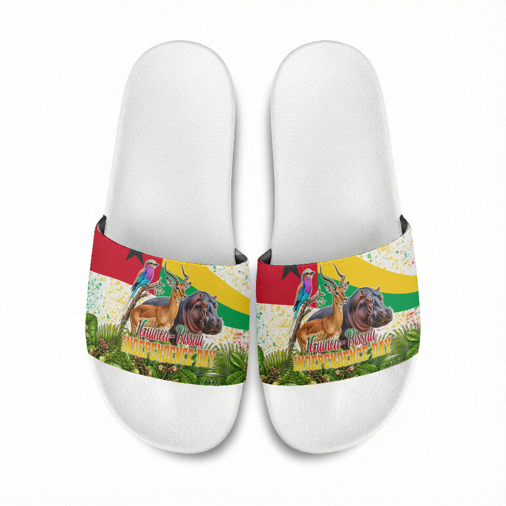 Guinea-Bissau Independence Day Slide Sandals African Wildlife Cashew Harvest National Flag