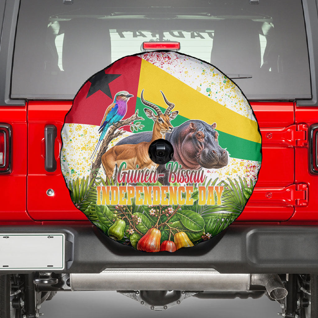 Guinea-Bissau Independence Day Spare Tire Cover African Wildlife Cashew Harvest National Flag