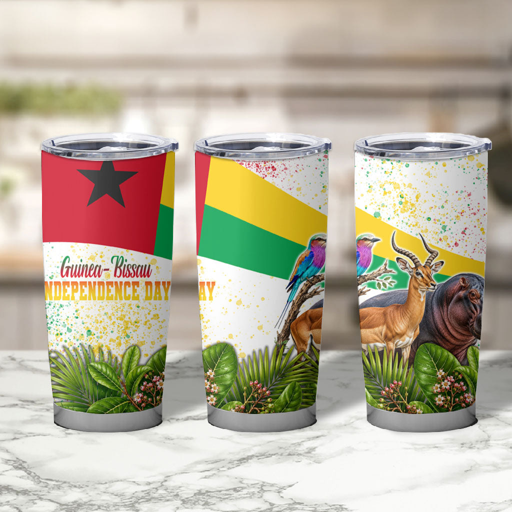 Guinea-Bissau Independence Day Tumbler Cup African Wildlife Cashew Harvest National Flag
