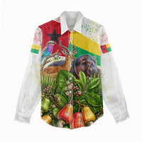Guinea-Bissau Independence Day Women Casual Shirt African Wildlife Cashew Harvest National Flag