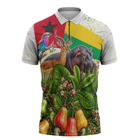 Guinea-Bissau Independence Day Zipper Polo Shirt African Wildlife Cashew Harvest National Flag