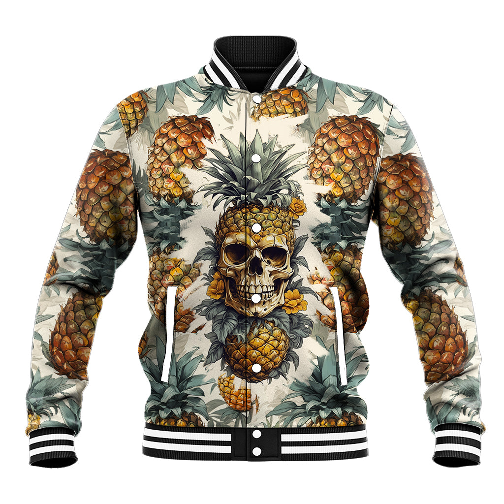 Pineapple Skull Baseball Jacket Summer Paradise - Wonder Print Shop