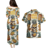 Pineapple Skull Couples Matching Puletasi Dress and Hawaiian Shirt Summer Paradise - Wonder Print Shop