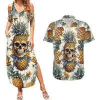 Pineapple Skull Couples Matching Summer Maxi Dress and Hawaiian Shirt Summer Paradise - Wonder Print Shop