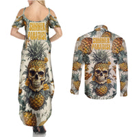 Pineapple Skull Couples Matching Summer Maxi Dress and Long Sleeve Button Shirts Summer Paradise - Wonder Print Shop