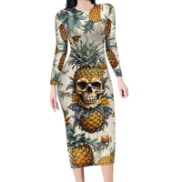 Pineapple Skull Family Matching Long Sleeve Bodycon Dress and Hawaiian Shirt Summer Paradise - Wonder Print Shop