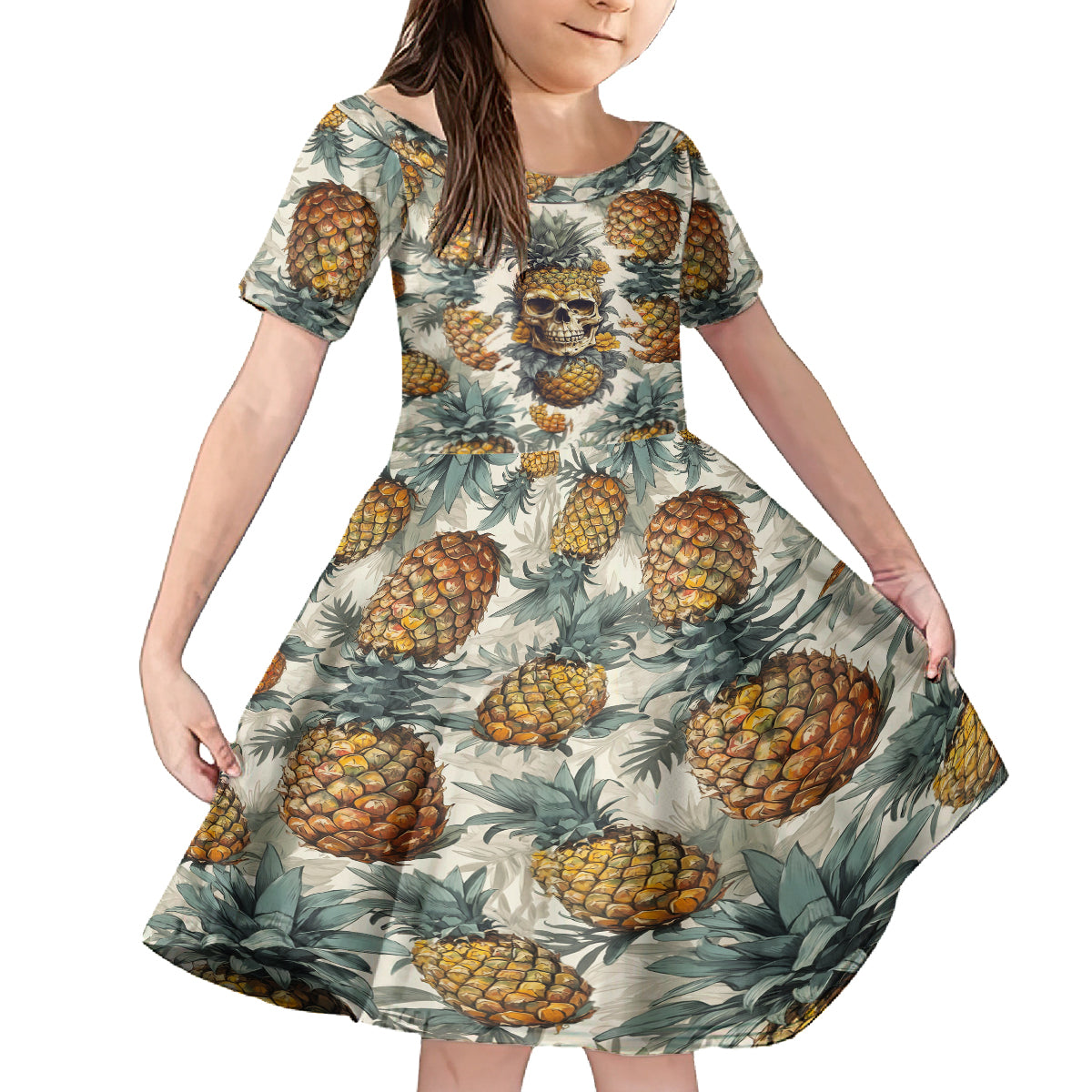 Pineapple Skull Family Matching Summer Maxi Dress and Hawaiian Shirt Summer Paradise - Wonder Print Shop