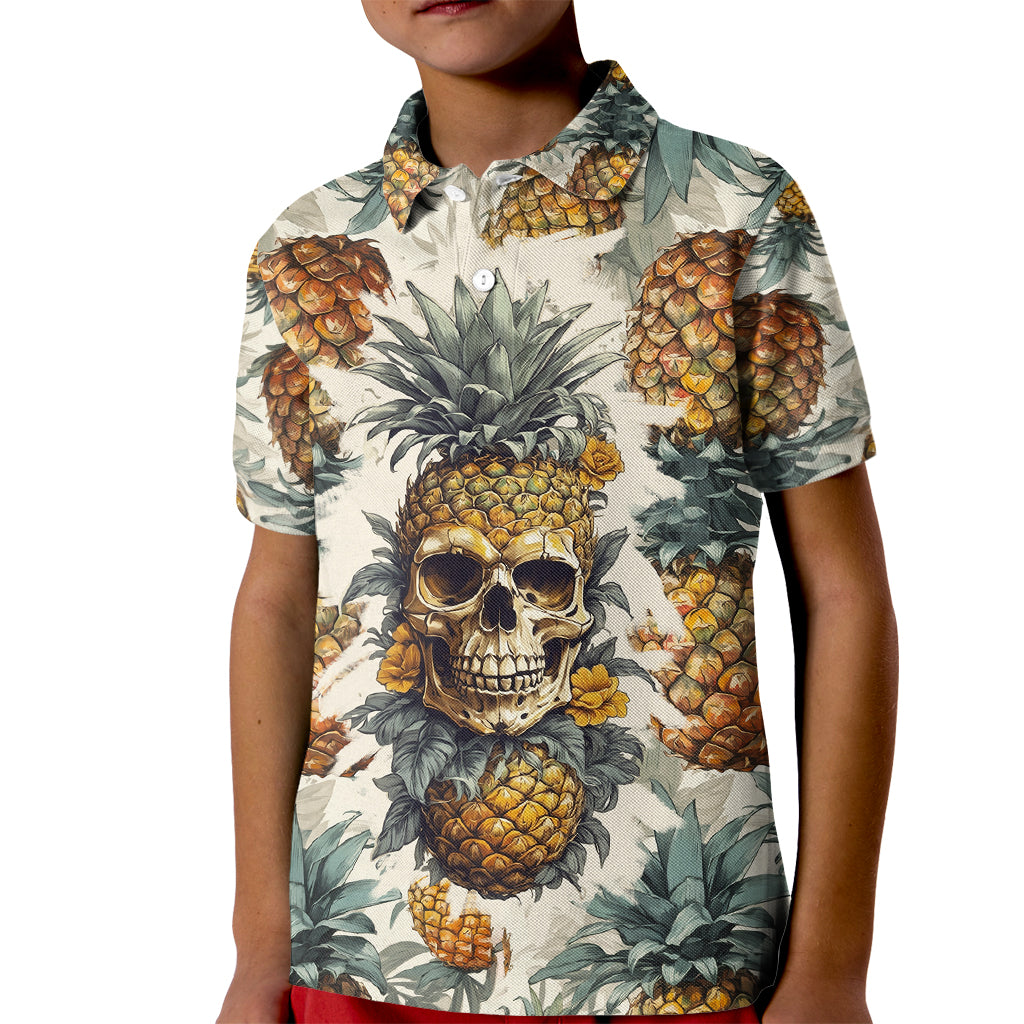 Pineapple Skull Kid Polo Shirt Summer Paradise - Wonder Print Shop