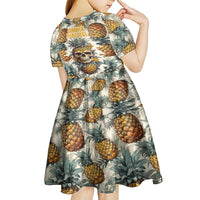 Pineapple Skull Kid Short Sleeve Dress Summer Paradise - Wonder Print Shop