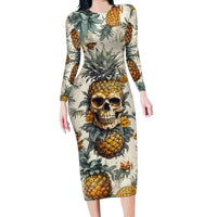 Pineapple Skull Long Sleeve Bodycon Dress Summer Paradise - Wonder Print Shop