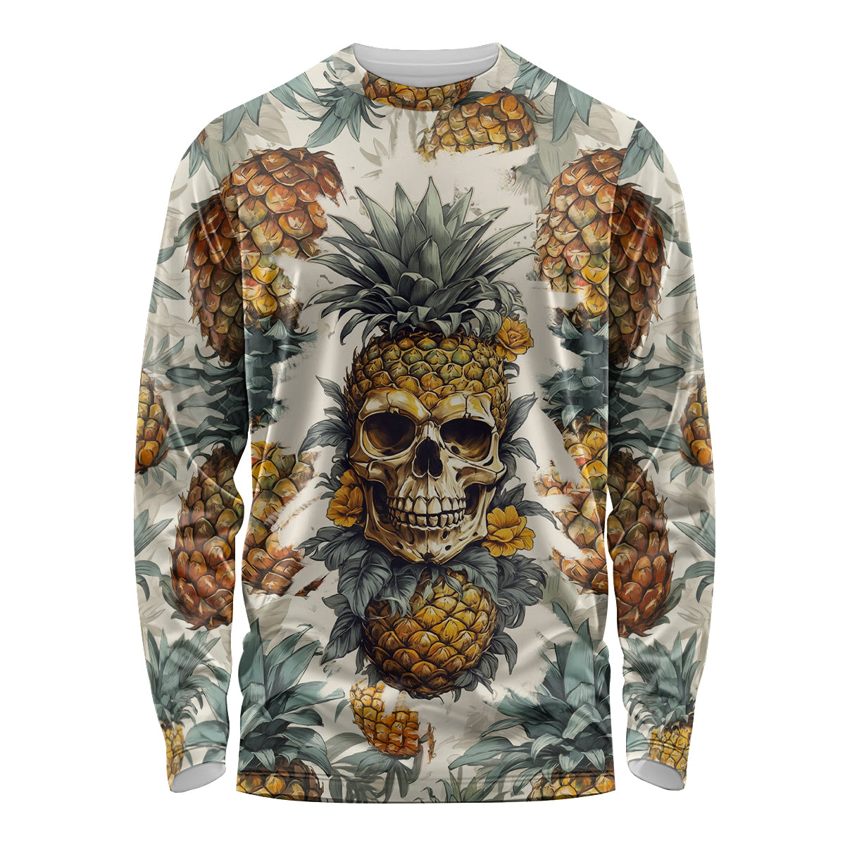 Pineapple Skull Long Sleeve Shirt Summer Paradise - Wonder Print Shop