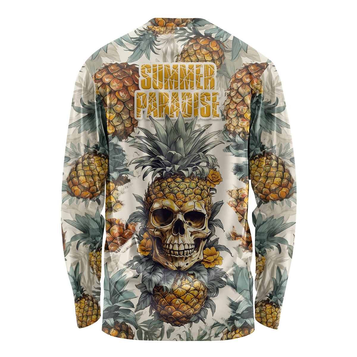 Pineapple Skull Long Sleeve Shirt Summer Paradise - Wonder Print Shop