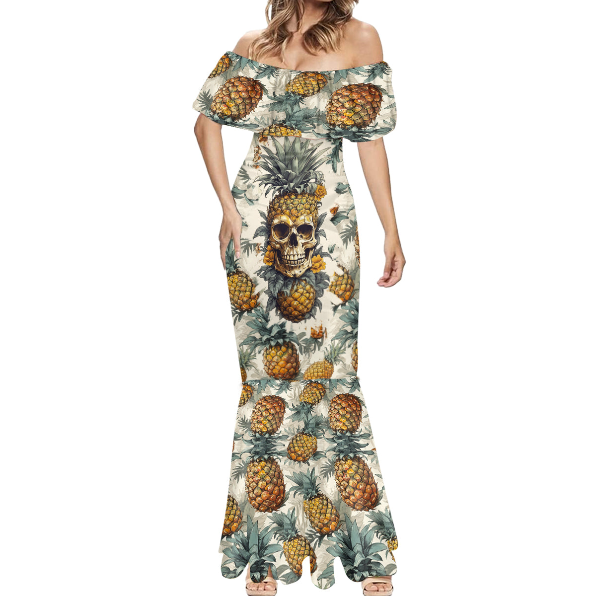 Pineapple Skull Mermaid Dress Summer Paradise - Wonder Print Shop