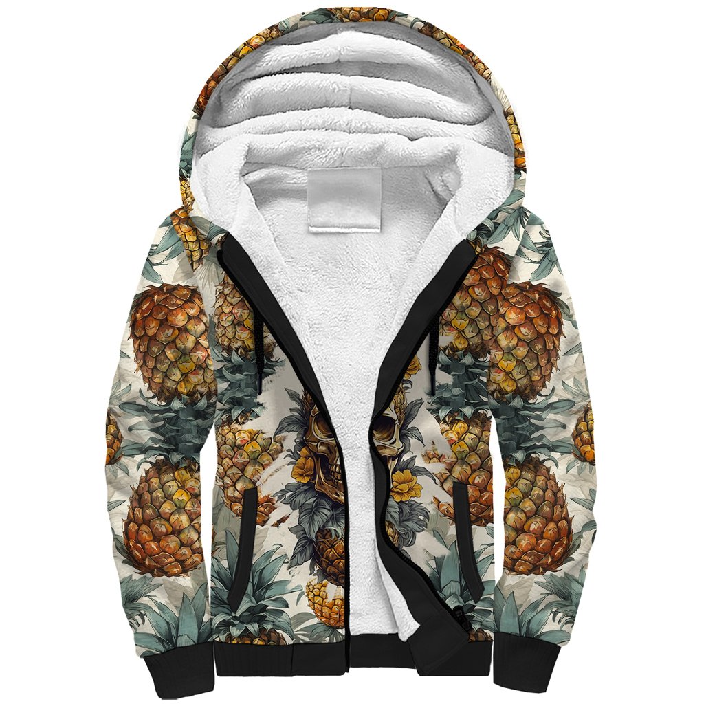 Pineapple Skull Sherpa Hoodie Summer Paradise - Wonder Print Shop