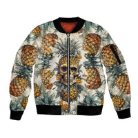 Pineapple Skull Sleeve Zip Bomber Jacket Summer Paradise - Wonder Print Shop