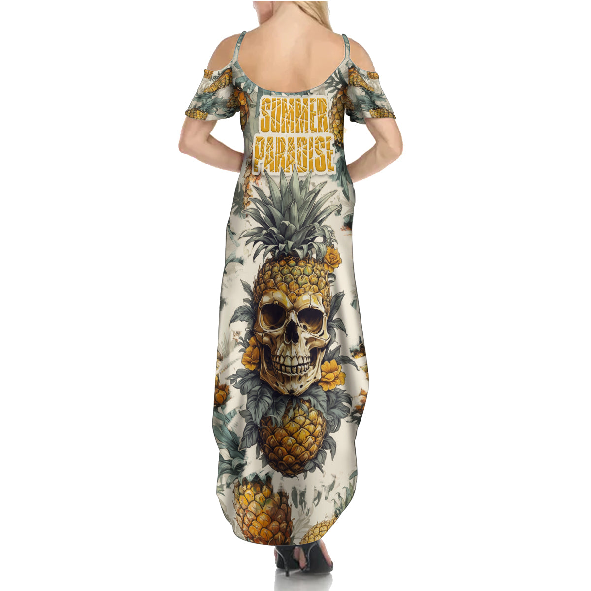 Pineapple Skull Summer Maxi Dress Summer Paradise - Wonder Print Shop