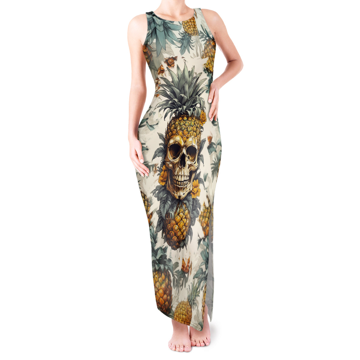 Pineapple Skull Tank Maxi Dress Summer Paradise - Wonder Print Shop