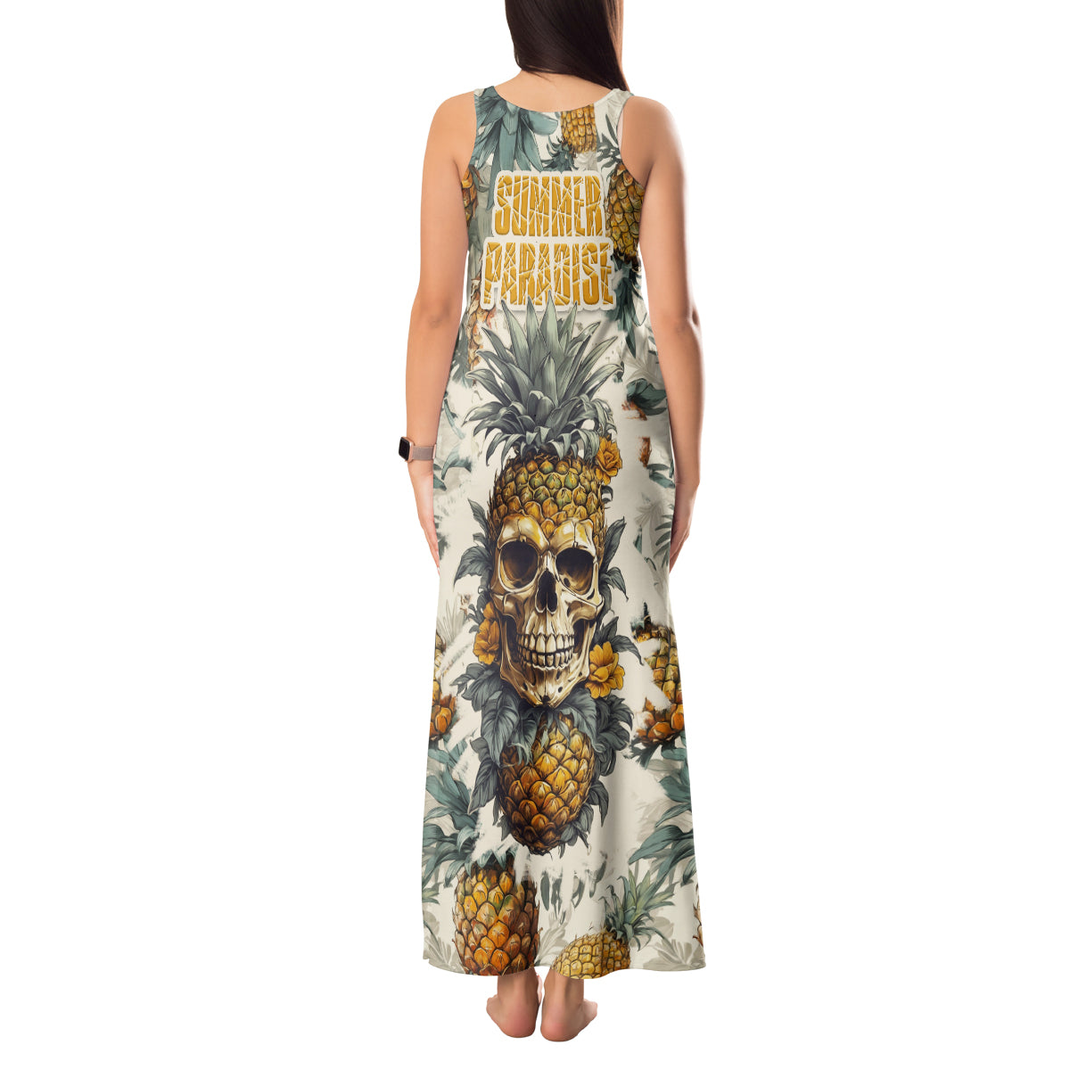 Pineapple Skull Tank Maxi Dress Summer Paradise - Wonder Print Shop