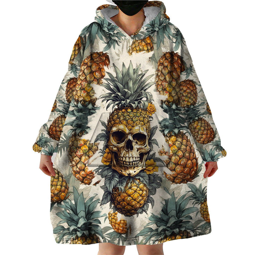 Pineapple Skull Wearable Blanket Hoodie Summer Paradise - Wonder Print Shop