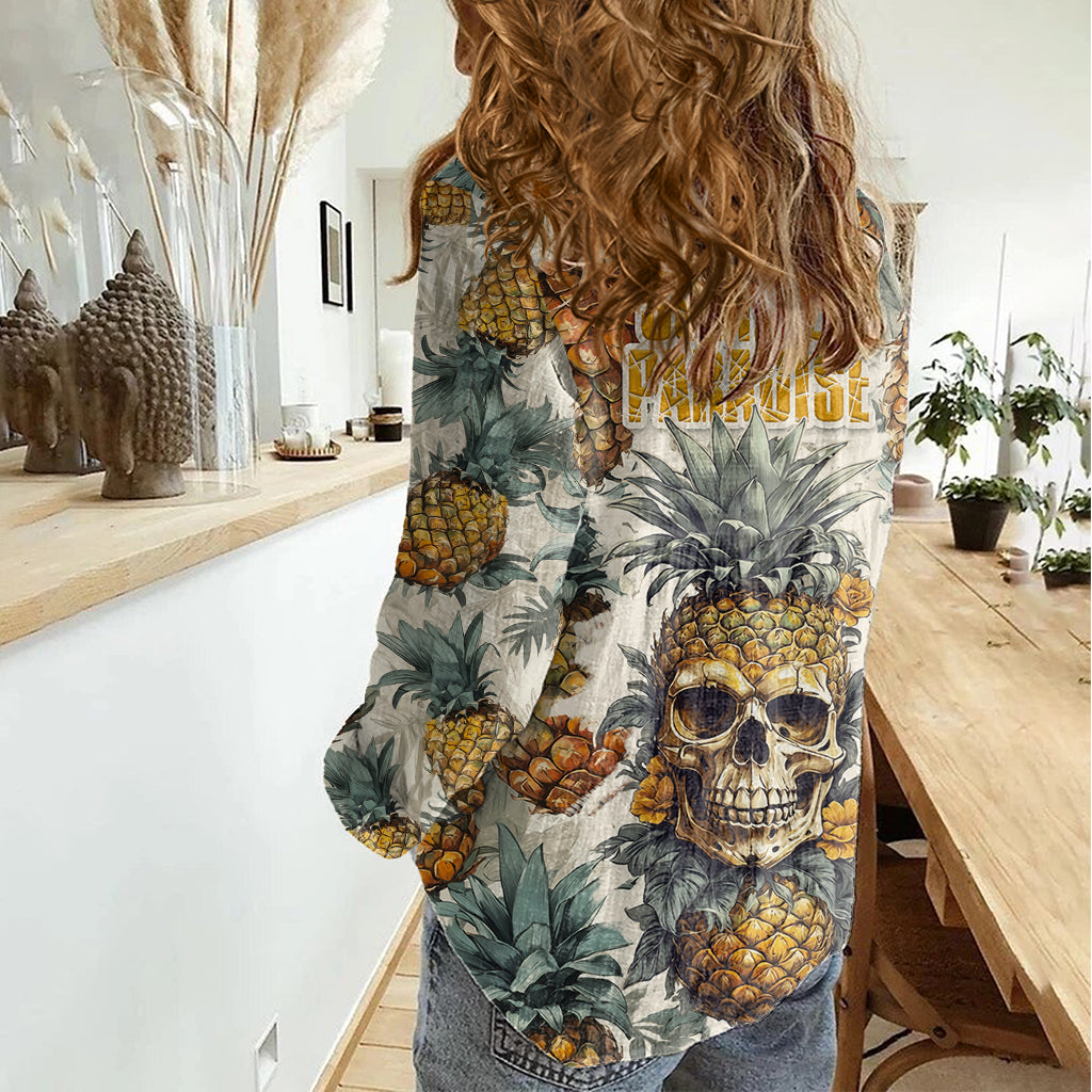 Pineapple Skull Women Casual Shirt Summer Paradise - Wonder Print Shop